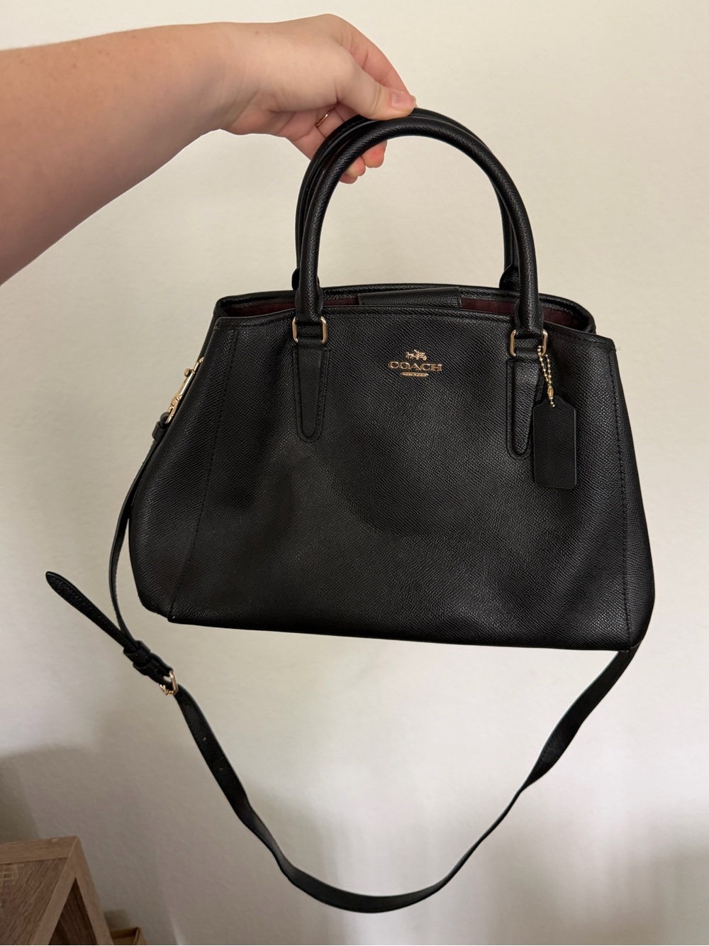 COACH F57527 SMALL MARGOT CARRYALL CROSSGRAIN LEATHER BLACK
